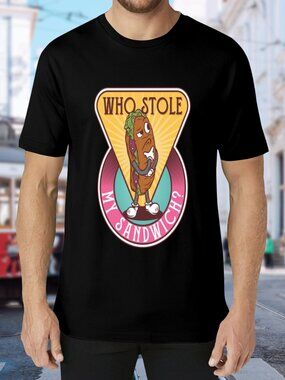 Graphic 'Who Stole My Sandwich?' Black Tee